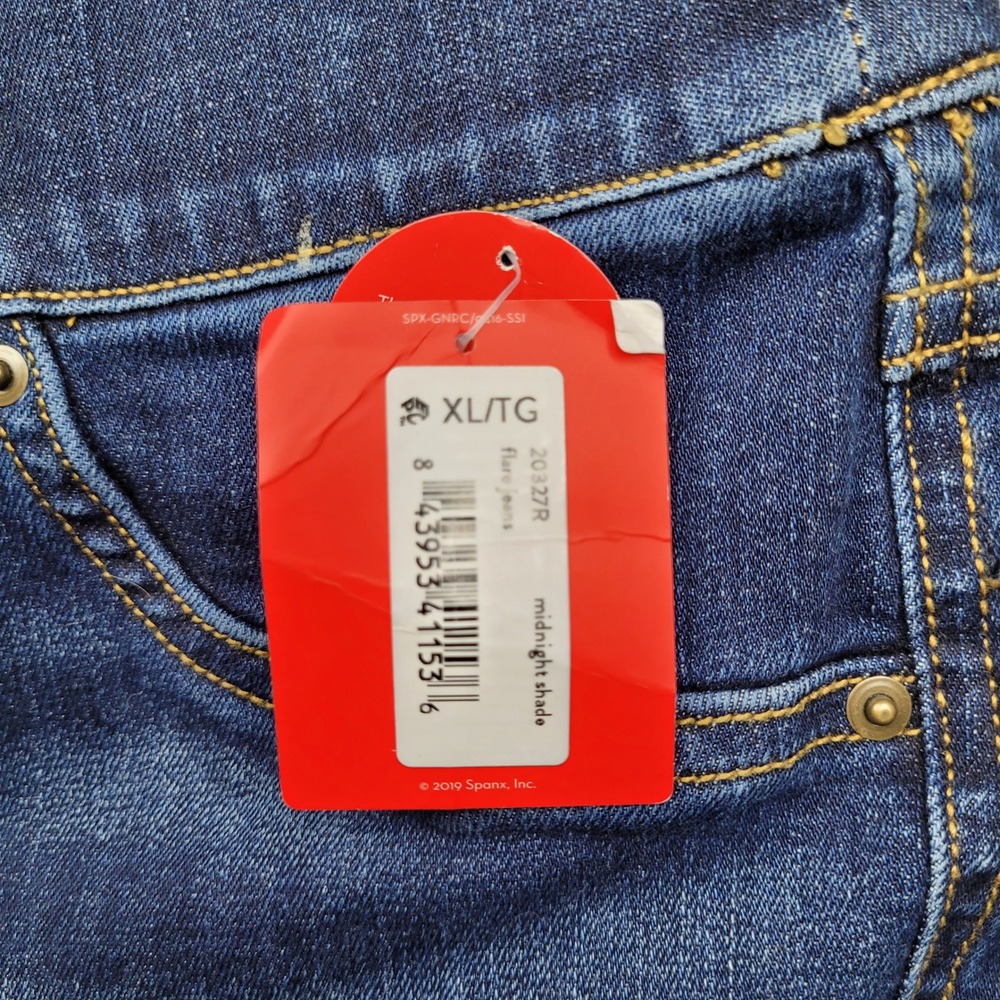 Spanx Flare Jeans Womens XL Midnight Shade Blue Pull On Denim 20327R - Picture 5 of 8